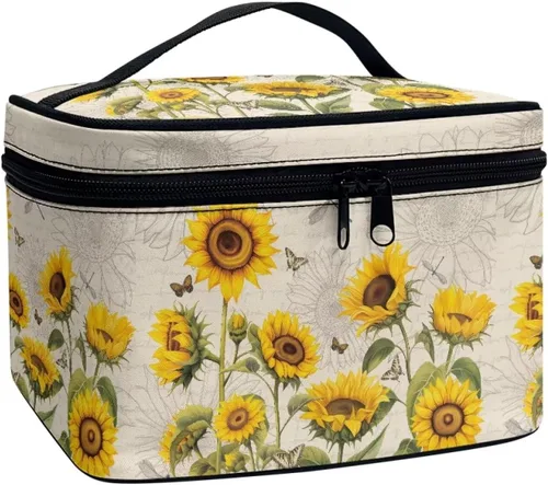 Vista 13 de Flashideas Bolsa de maquillaje para cosméticos Almacenamiento vertical Bolsa de maquillaje de viaje de gran capacidad, Caballo Azteca 1