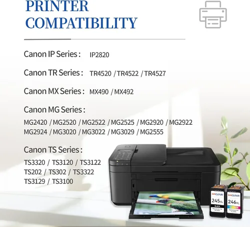 Vista 2 de INKCLOUD Cartuchos de tinta compatibles de repuesto para Canon PG-245XL CL-246XL para Canon Pixma MX492 MX490 MG3022 MG2920 MG2522 TS202 MG2420