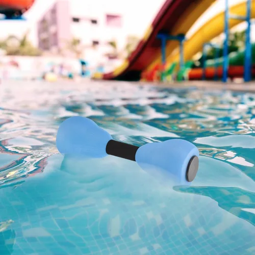 Vista 2 de KALLORY 1 par de mancuernas de agua ajustables coloridas portátiles de Eva para entrenamiento acuático para fortalecer los brazos y hombros