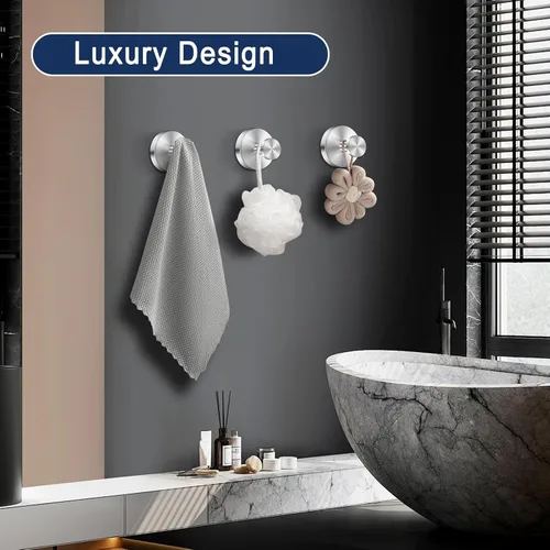 Vista 6 de Ganchos de Ventosa para Ducha, Ganchos de Toalla Sin Taladrar para Pared de Baño, Cocina, Vidrio, Espejo, Azulejos - Ideales para Colgar Toallas
