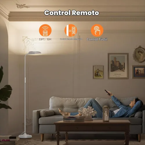 Vista 6 de SIBRILLE Lámpara de pie LED de 36 W, lámpara de pie súper brillante, moderna lámpara alta regulable con control remoto, lámpara de pie de lectura