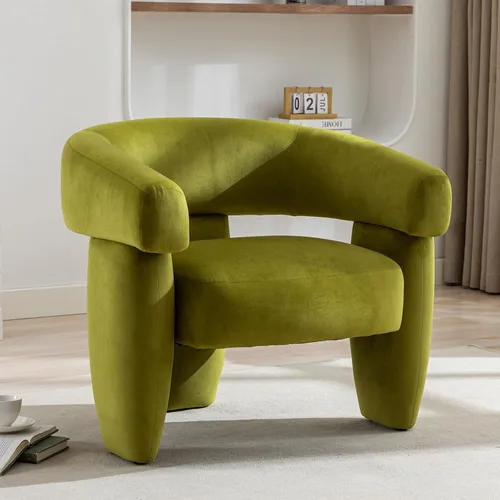 Vista 10 de Silla de barril moderna de mediados de siglo, tipo Accent, cómoda, tapizada, redonda, con diseño de montaje, sillón de salón de estilo Sherpa Boucle