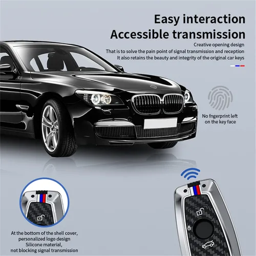 Vista 4 de Funda para llavero, llavero, carcasa de metal compatible con BMW 1 3 4 5 6 7 Series X3 X4 M5 M6 GT3 GT5 (Gunmetal y fibra de carbono)