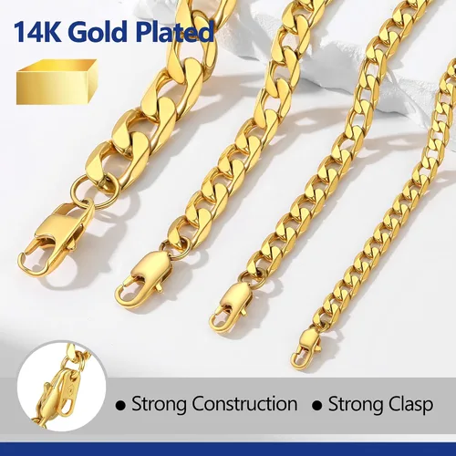 Vista 6 de PROSTEEL Collares de cadena de eslabones cubanos de acero inoxidable 316L para hombre, chapado en oro negro de 18 quilates, joyería hipoalergénica