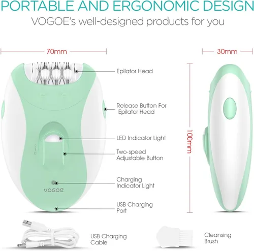 Vista 6 de Depiladoras para mujeres con 21 pinzas y luz LED, 2 velocidades de depilación facial inalámbrica para mujeres, depiladoras eléctricas recargables