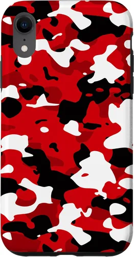 Vista 25 de iPhone 16 Negro + Blanco + Rojo Camuflaje Patrón Funda