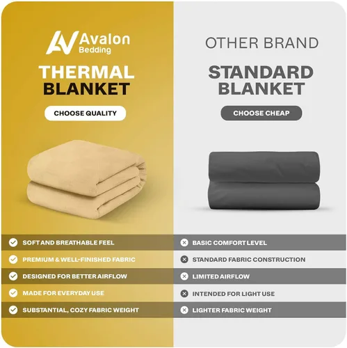 Vista 8 de Avalon Bedding - Manta térmica 100% algodón tamaño individual (183x229 cm) - Mantas de algodón perfectas tamaño individual para cubrir la cama