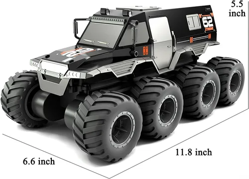 Vista 6 de 1:18 Camión monstruo impermeable juguetes RC Cars anfibio control remoto camiones 8WD todo terreno todoterreno Pickup juguete para 6 7 8 9 10 11 12