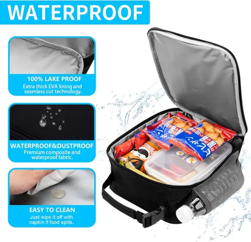Vista 5 de Lonchera reutilizable para hombres y niños, pequeña bolsa de almuerzo para adolescentes, hombres, adultos, estudiantes, reutilizable, portátil