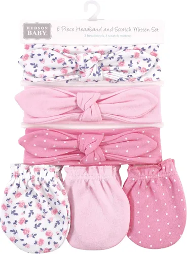 Vista 46 de Hudson Baby Conjunto de diadema de algodón y manoplas para rascar para bebé