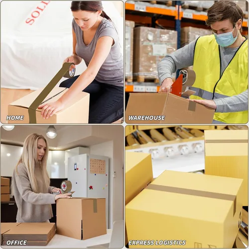 Vista 5 de Oleitodh 36 rollos de cinta de embalaje marrón con dispensador, cinta de envío resistente de 1.88 pulgadas x 60 yardas, repuestos de cinta