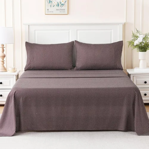 Vista 21 de MCO Juego de sábanas a rayas de 4 piezas, juego de sábanas Full transpirable con bolsillo profundo de 16", moderno y lujoso, juego de ropa de cama