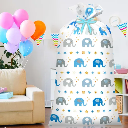 Vista 8 de DecorWoo - 4 bolsas de regalo jumbo de 48 pulgadas para baby shower, bolsas de regalo gigantes para regalos enormes, bolsas de envoltura de gran
