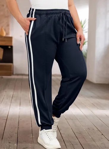 Vista 3 de Eytino Pantalones deportivos de talla grande para mujer, cintura alta, con cordón lateral, para entrenamiento, holgados, 1X-5X