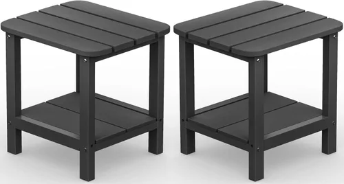 Vista 28 de SERWALL Mesa auxiliar Double Adirondack, Mesa auxiliar de forma rectangular, Negra