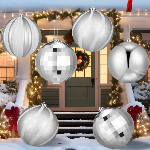 Vista 12 de Tigeen 4 adornos de bola de Navidad rojos grandes de 6 pulgadas, adornos colgantes de Navidad extra grandes de 5.906 in con purpurina para invierno