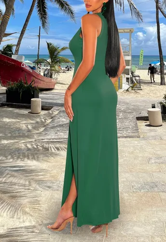 Vista 4 de Vestido largo de fiesta, espalda descubierta, con cuello en V, estampado floral, para mujer