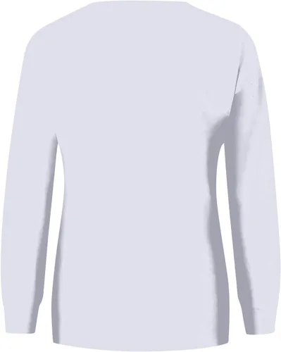 Vista 2 de PVTOSD Suéter de Navidad para mujer, estilo casual, estampado de moda, manga larga, cuello redondo, camisas, S-3XL