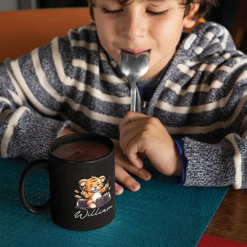 Vista 5 de Taza de té personalizada para amantes del tigre con nombre 2023, regalos personalizados para amantes de las mascotas, taza de café de cerámica