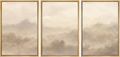 Vista 152 de SIGNWIN Lienzo enmarcado para pared, juego de arte abstracto de serenidad costera, ilustraciones abstractas junto al mar, arte moderno, decorativo