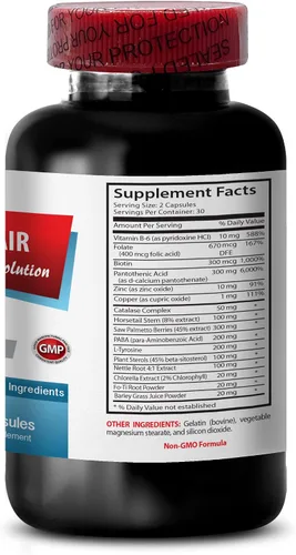 Vista 4 de Cápsulas de ácido fólico - Anti Gray Hair - Canas lejos, productos naturales para el crecimiento del cabello, suplementos para el crecimiento