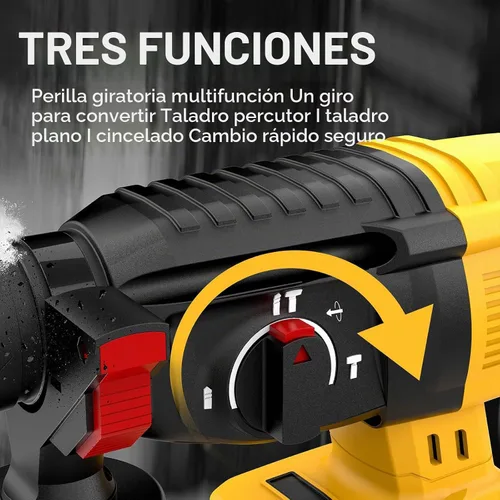 Vista 9 de SDS - Martillo giratorio inalámbrico compatible con batería Dewalt de 20 V, sin escobillas, taladro giratorio SDS para hormigón, mampostería