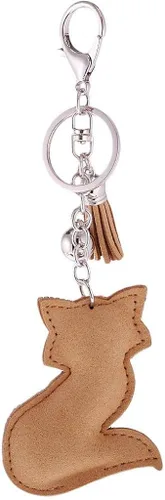 Vista 7 de Llavero con colgante de diamantes de imitación con diseño de animales y ojos llavero llavero bonito bolso de regalo Champagne Fox
