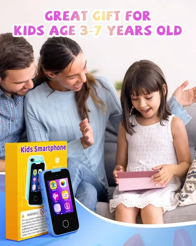 Vista 6 de Teléfono falso de juguete para niños, juguetes y regalos para niños de 3, 4, 5, 6, 7, 8 años, teléfono de juego de simulación con doble cámara