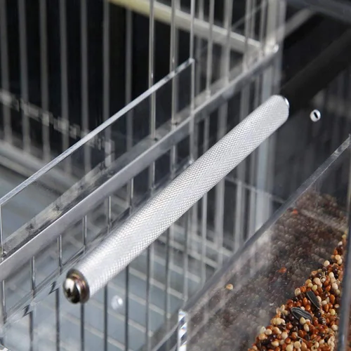Vista 4 de Comedero automático para pájaros sin ensuciar, jaula para mascotas, contenedor de comida para semillas para periquito, canario, cacatúa, loro