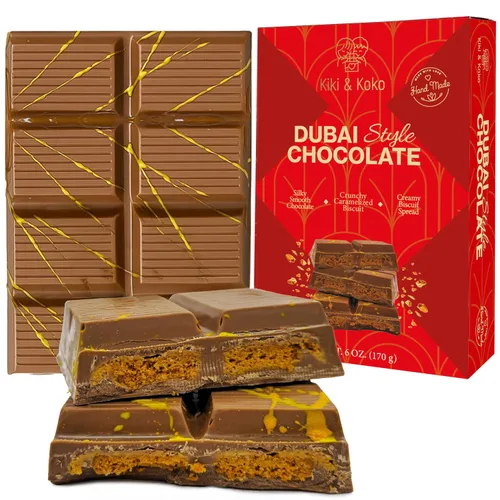 Vista 9 de Chocolate estilo Dubai (paquete de 3) – Reinterpretado: chocolate con leche belga de 6 onzas con crema de galletas caramelizadas y Kadayif crujiente