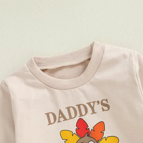 Vista 13 de BemeyourBBs Conjunto de sudadera de manga larga de pavo para niña con pantalones acampanados, ropa de otoño