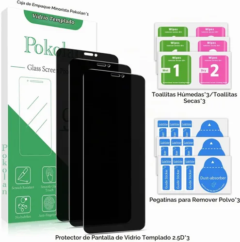 Vista 6 de Pokolan Paquete de 3 protectores de pantalla de privacidad para iPhone 11 Pro, iPhone X, iPhone XS (5.8 pulgadas), vidrio templado antiespía Negro