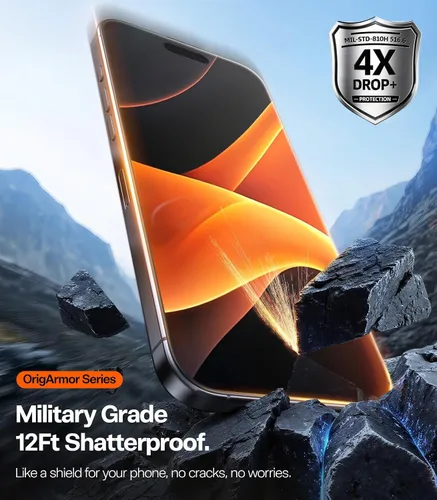 Vista 7 de TORRAS OrigArmor - Protector de pantalla para iPhone 17 Pro Max [100% antirreflectante] [ajuste de cobertura completa 3D] de grado militar