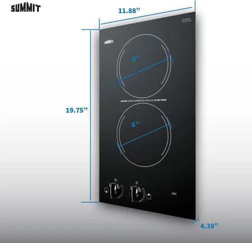 Vista 8 de Summit CR2220B - Placa eléctrica de 2 quemadores de 12 pulgadas, 230 voltios, compatible con ADA, negro