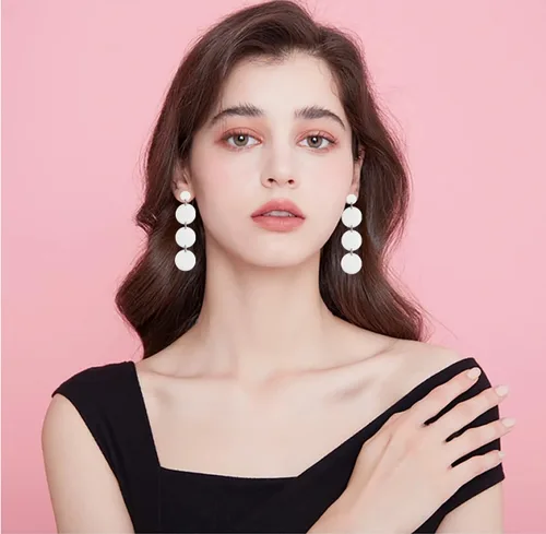 Vista 2 de Aretes colgantes redondos de neón de los años 80, aretes colgantes de disco circular de acrílico para mujer