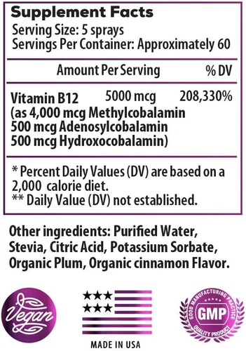 Vista 2 de Ideal Infusion B-Bomb Triple B12 Spray líquido de vitamina: metilcobalamina, adenosilcobalamina, hidroxocobalamina, salud nerviosa y refuerzo