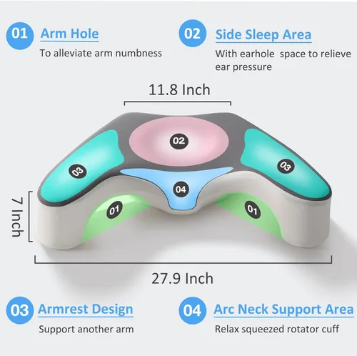 Vista 4 de Almohada para dormir de lado para aliviar el dolor de hombro Gris