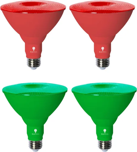 Vista 17 de Bluex Bulbs Paquete de 2 bombillas de luz LED BlueX Par38 de inundación color rojo - 18W (equivalente a 120 vatios) - Clasificación de humedad