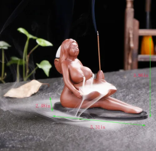 Vista 6 de Sexy Lady - Quemador de incienso de cerámica con reflujo, soporte para incienso de humo, ideal para sala de yoga, decoración del hogar, regalo