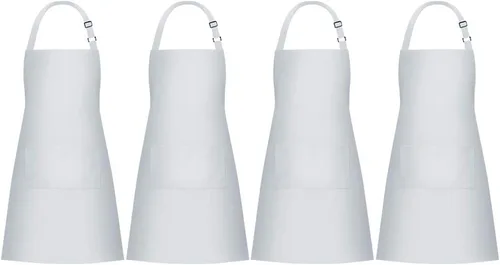 Vista 13 de Jubatus Paquete de 1 delantal con peto con 2 bolsillos, delantal de cocina de chef para mujeres y hombres, color negro