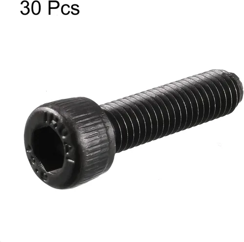 Vista 3 de uxcell Tornillos de cabeza hexagonal de acero de aleación M5 x 0.787 in 12.9 Tornillos negros 30 unids