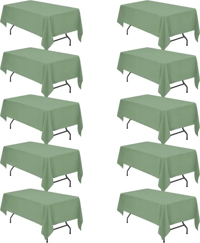 Vista 128 de BRILLMAX - Manteles para mesa rectangular de 6 pies, tela de lino de poliéster, lavable, para boda, recepción, banquete, fiesta de cumpleaños, 60 x