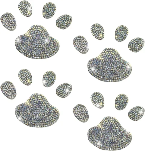 Vista 7 de 4 piezas de calcomanías decorativas de cristal para coches, adhesivos de brillo con cristal de fantasía en forma de pata de perro, calcomanía