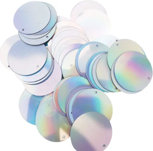 Vista 4 de Paillettes de lentejuelas sueltas holográficas plateadas para bordado, novia, apliques, artes, manualidades y adornos (0.236 pulgadas)