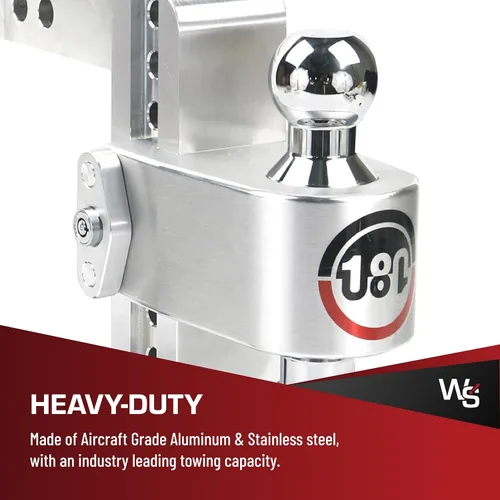 Vista 3 de Enganche de caída 180 CTB6-2 de aluminio ajustable de 6" y bola de acero cromado para receptor de 2", 12,500 GTW