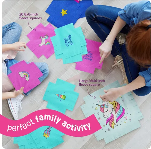 Vista 4 de Pretty Me Unicorn Tuck N' Tie Kit de Manta de Forro Polar - Manualidades DIY para Niñas a partir de 6 años - Las Mejores Ideas de Regalos de Artes