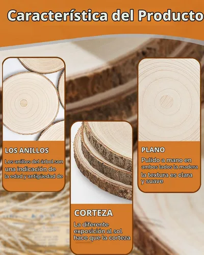 Vista 7 de Juego de (10) rebanadas de madera de 9 a 10 pulgadas, centros de mesa de madera para mesas, rebanadas de madera para centros de mesa, rondas