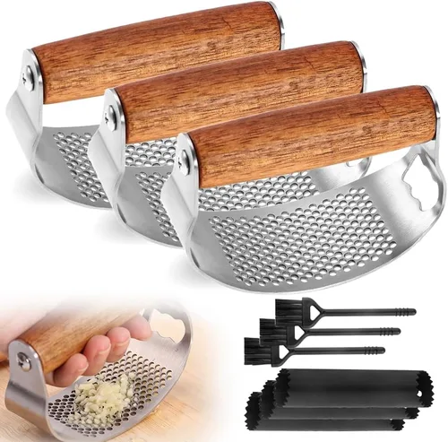 Vista 10 de Prensador de Ajo de Acero Inoxidable, Prensa de Ajo Profesional Rocker Mejorada 2025, Triturador de Ajo Ergonómico para Uso en Cocina Doméstica