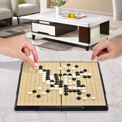 Vista 7 de Juego de mesa Go de 19 x 19 pulgadas con tablero de viaje plegable grande (11.3 pulgadas) y piedras de plástico magnéticas juegos de estrategia Weiqi