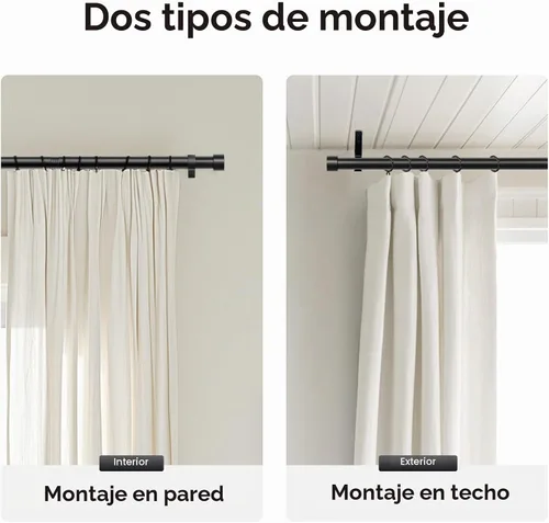 Vista 8 de Zeerobee Barras de cortina para ventanas de 16 a 24 pulgadas, barra de Negro